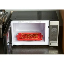Talisman Designs Silicone Microwave Bacon Tray, 9.5 x 12.75 inches, Red