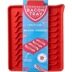 Talisman Designs Silicone Microwave Bacon Tray, 9.5 x 12.75 inches, Red