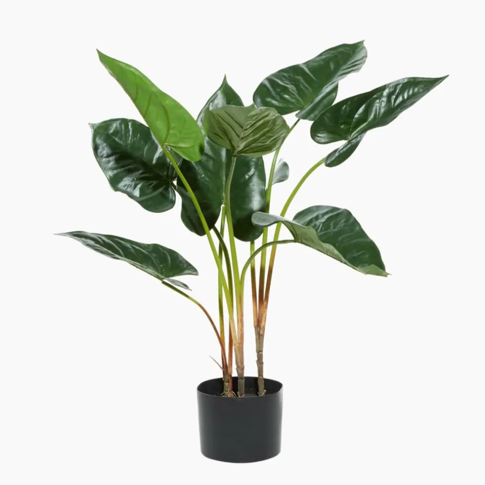 Tall Artificial Anthurium Leaf Plant w Metal Pot for Indoor Decor, 18"