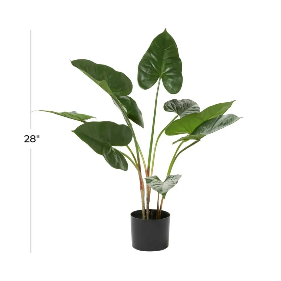 Tall Artificial Anthurium Leaf Plant w Metal Pot for Indoor Decor, 18"