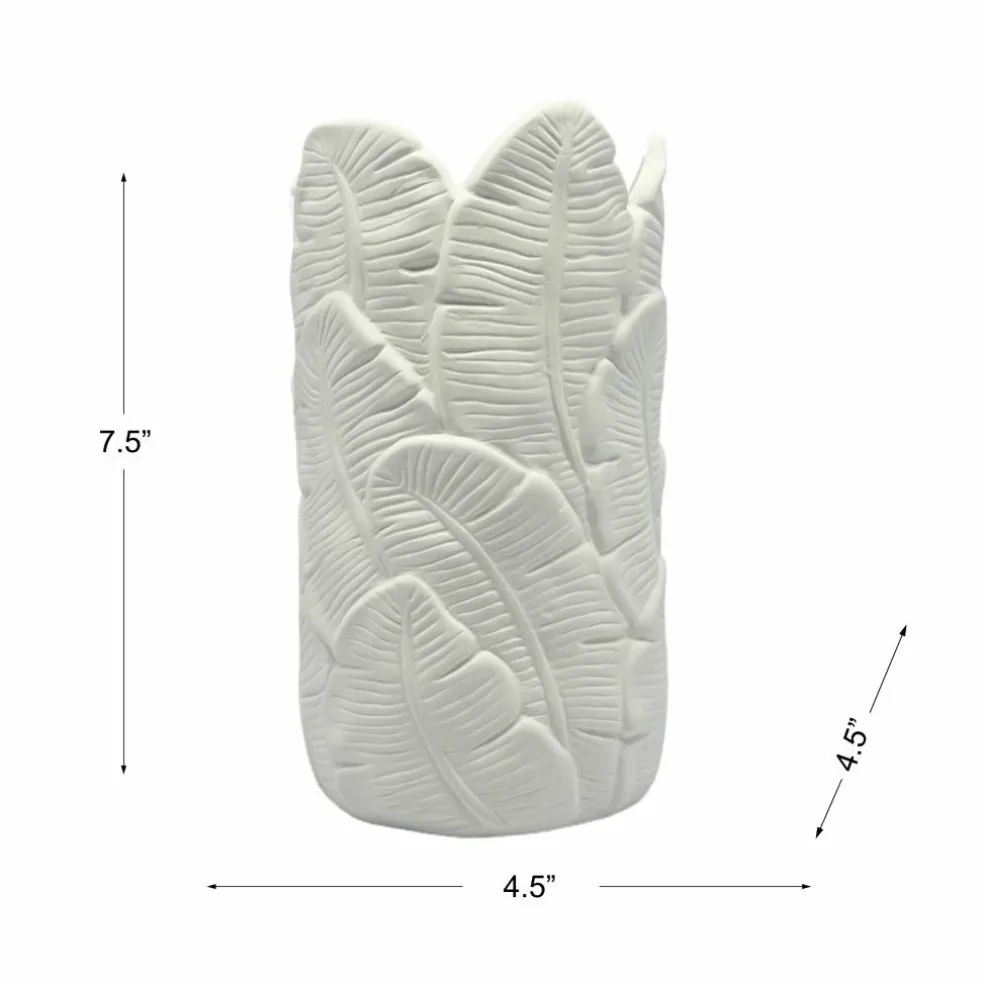 7.5" Tall Embossed Leaf DIY Ceramic Vase by Make Market®