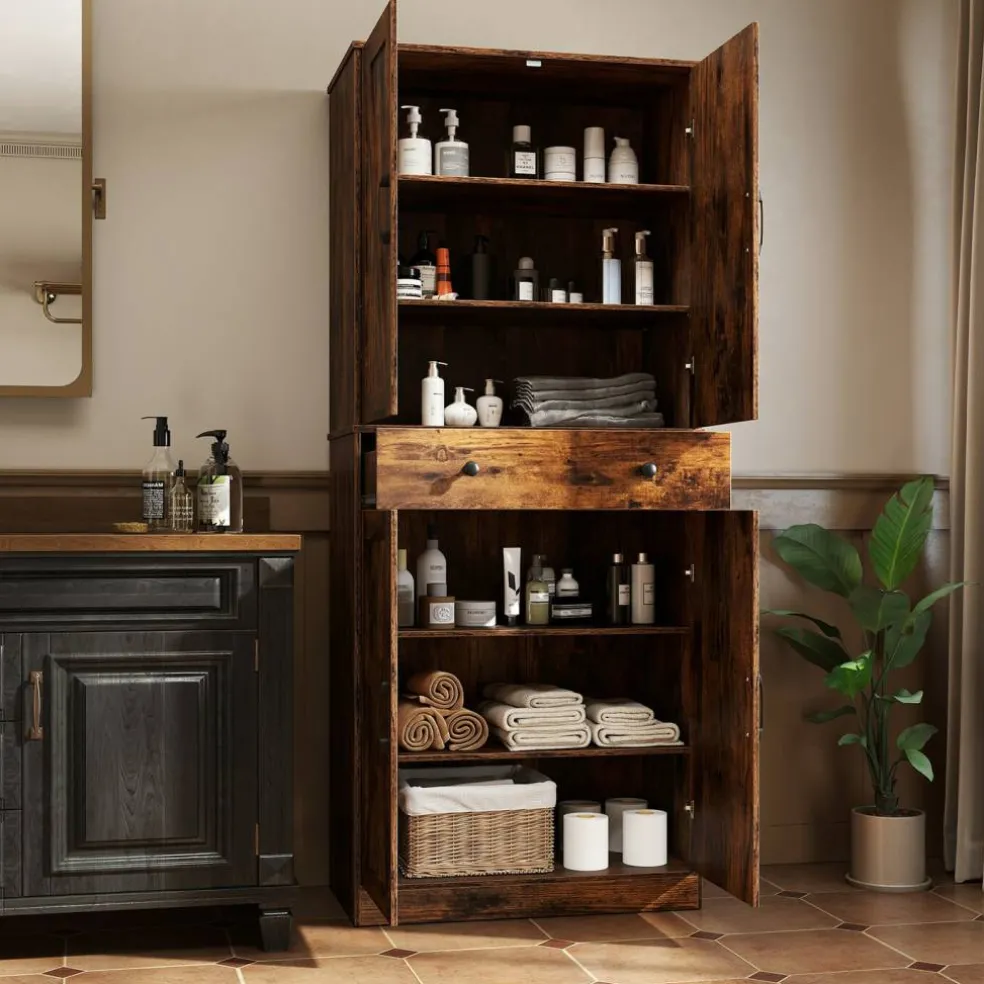 Tall Farmhouse Cabinet 72" – Modern Design with 4 Barn Doors