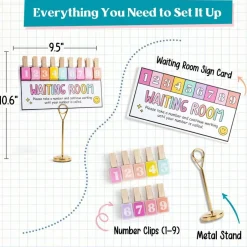 Teacher Classroom Management Tools, Please Take a Number Waiting Room Sign with Wooden Number Clips, Student Helper Queue System Poster for Classroom Organization & Behavior Management