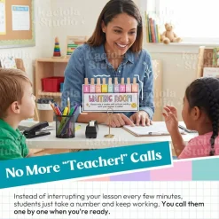 Teacher Classroom Management Tools, Please Take a Number Waiting Room Sign with Wooden Number Clips, Student Helper Queue System Poster for Classroom Organization & Behavior Management