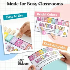 Teacher Classroom Management Tools, Please Take a Number Waiting Room Sign with Wooden Number Clips, Student Helper Queue System Poster for Classroom Organization & Behavior Management