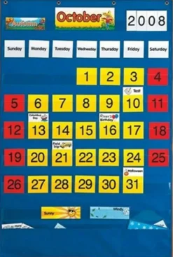 Teacher Created Resources Black Calendar Pocket Chart, 25" x 36"