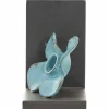 6.5" Teal Metal Boat Distressed Propeller Bookends with Brown L-Shaped Stands