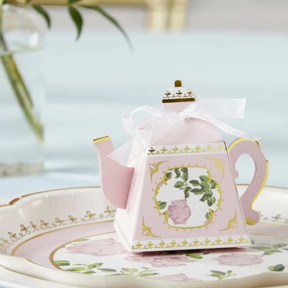 Tea Time Whimsy Teapot Favor Box - Pink (Set of 24)