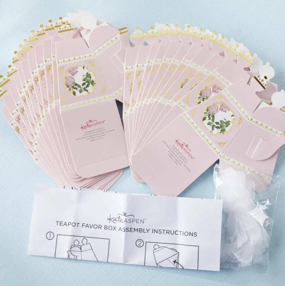 Tea Time Whimsy Teapot Favor Box - Pink (Set of 24)