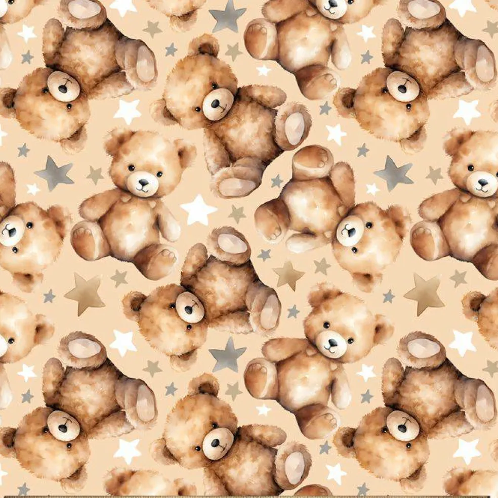 Teddy Bear Stars Anti-Pill Premium Fleece Fabric | By The Yard