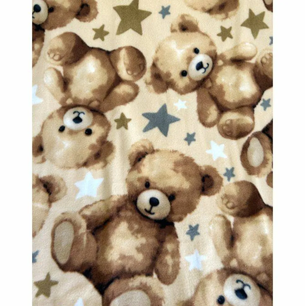 Teddy Bear Stars Anti-Pill Premium Fleece Fabric | By The Yard
