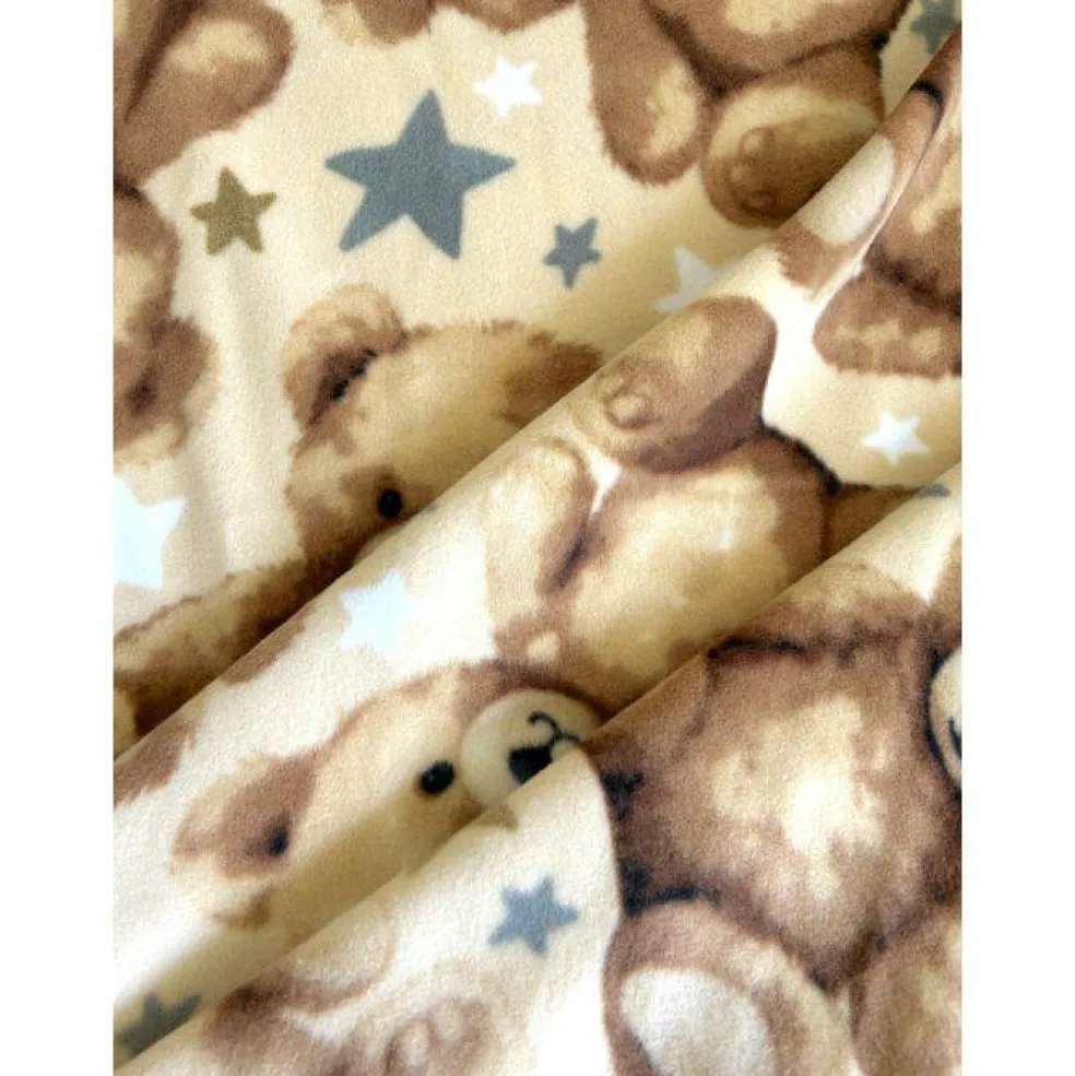 Teddy Bear Stars Anti-Pill Premium Fleece Fabric | By The Yard