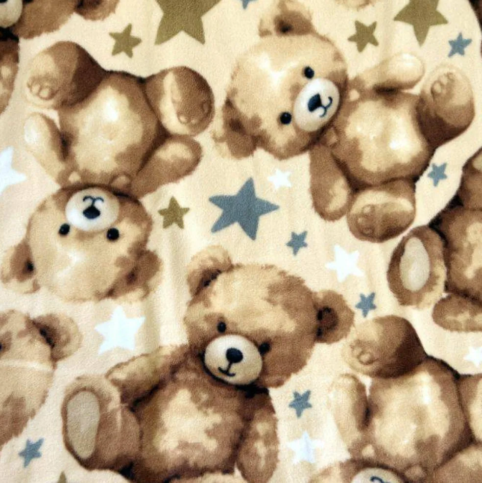 Teddy Bear Stars Anti-Pill Premium Fleece Fabric | By The Yard