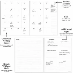 TF Publishing Large 2026-27 Linen Lines Monthly Planner