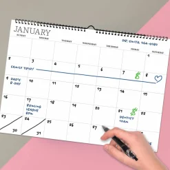 TF Publishing Medium Dry Erase Wired Hanging Horizontal Wall Calendar