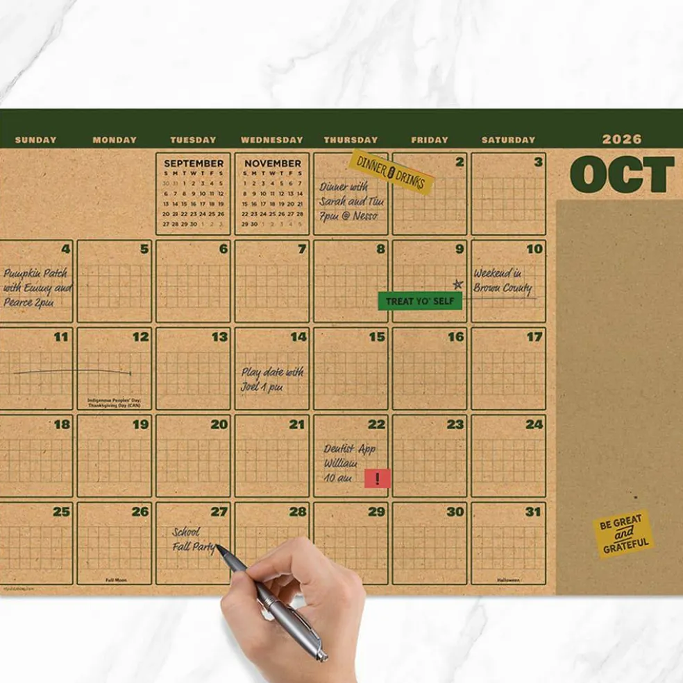 TF Publishing Medium 2026-27 Trail & Timber Desk Pad Monthly Blotter Calendar
