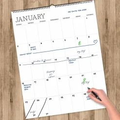 TF Publishing Undated Dry Erase Large Wired Hanging Vertical Wall Calendar