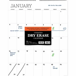 TF Publishing Undated Dry Erase Large Wired Hanging Vertical Wall Calendar