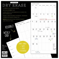 TF Publishing Undated 12" x 12" Dry Erase Vertical Wall Calendar