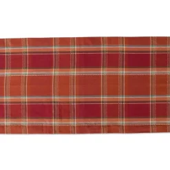 Thanksgiving & Fall Table Decoration Autumn Farmhouse Plaid, Table Runner, 14x72, Orange Plaid