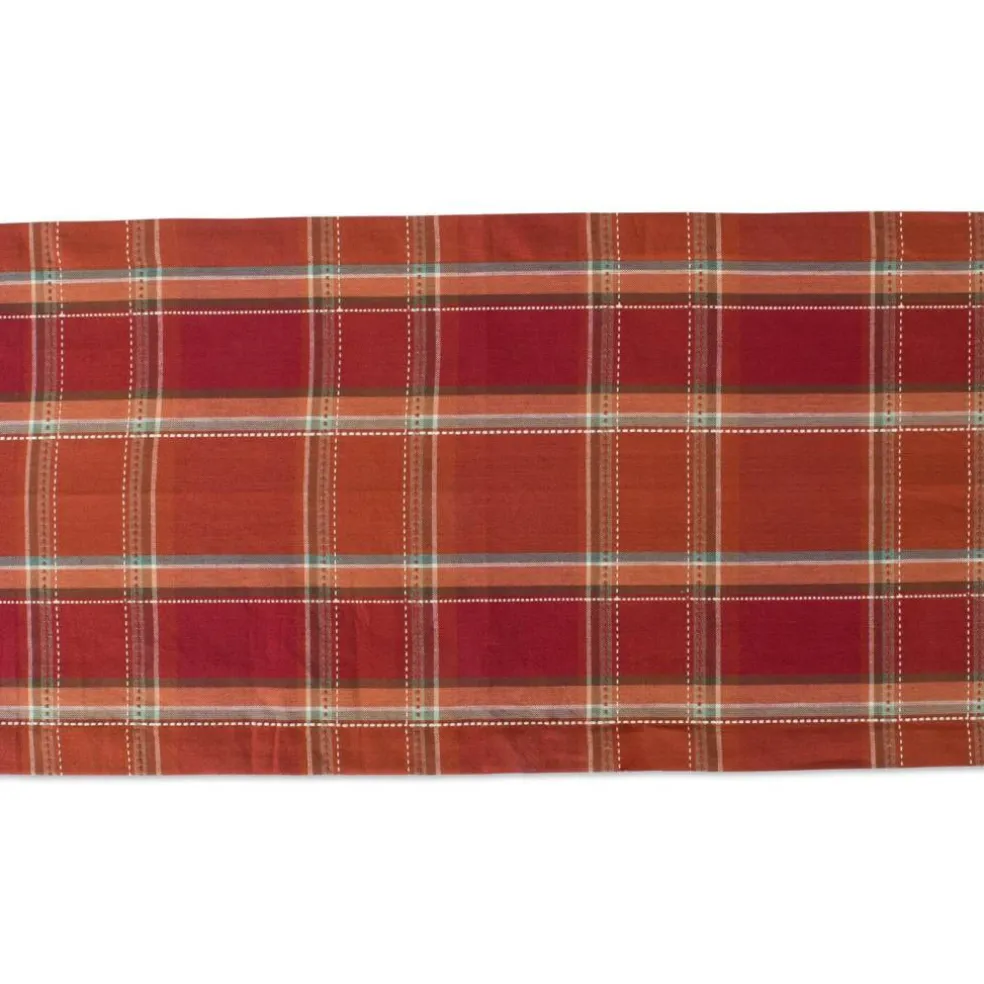Thanksgiving & Fall Table Decoration Autumn Farmhouse Plaid, Table Runner, 14x72, Orange Plaid