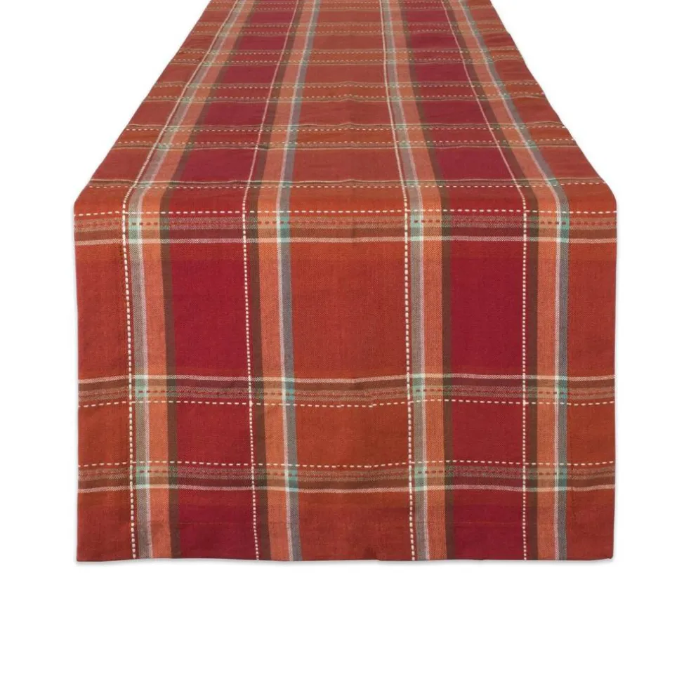 Thanksgiving & Fall Table Decoration Autumn Farmhouse Plaid, Table Runner, 14x72, Orange Plaid