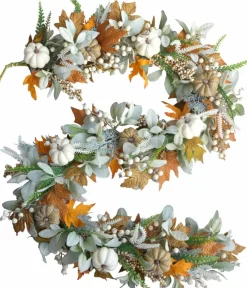 Thanksgiving Fall Wreath Eucalyptus Berries Pumpkins Lamb Ears Leaves Pumpkin Garland