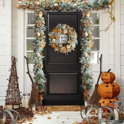 Thanksgiving Fall Wreath Eucalyptus Berries Pumpkins Lamb Ears Leaves Pumpkin Garland