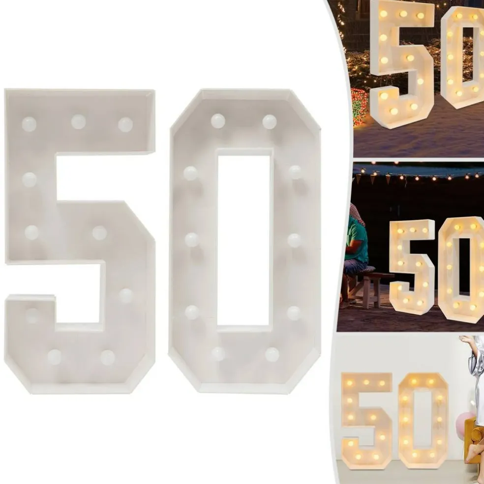 50th Birthday Light Up Numbers – 39.37in LED Marquee Decor