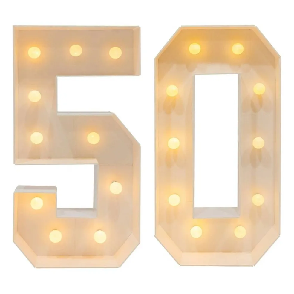 50th Birthday Light Up Numbers – 39.37in LED Marquee Decor