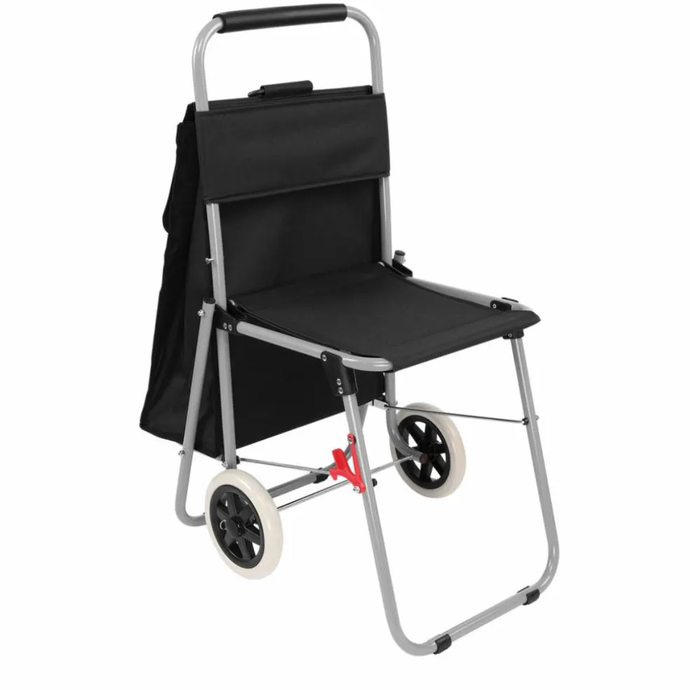 The ArtComber Folding Big Wheeled Portable Rolling Chair / Art Cart With Storage - Black