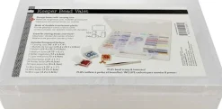The Beadsmith Bead Organizer Carrying Case, 55 piece set, with removable compartments in assorted sizes, a carrying case, plus a bead scoop and tweezer.