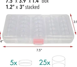 The Beadsmith Personality Case, Clear Plastic Bead Storage Case with 25 Removable and Stackable Jars, includes 5 screw top lids, Organizer Storage for Beads, Snap Lock Case for Jewelry and Crafts