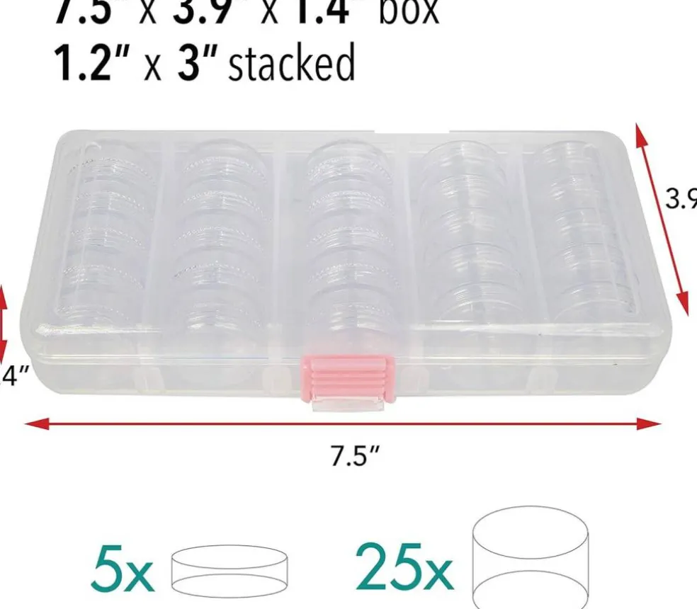The Beadsmith Personality Case, Clear Plastic Bead Storage Case with 25 Removable and Stackable Jars, includes 5 screw top lids, Organizer Storage for Beads, Snap Lock Case for Jewelry and Crafts