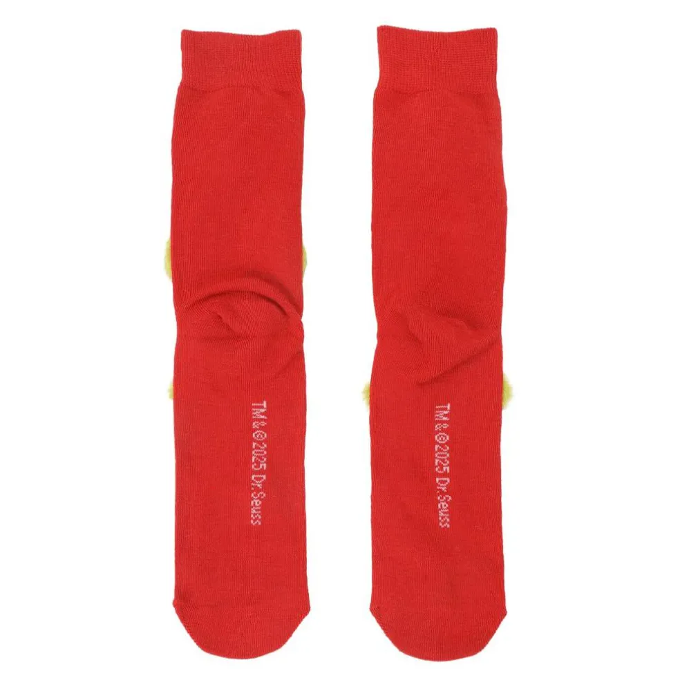 The Grinch 3D Plush Head Hands and Feet Mens Novelty Crew Socks