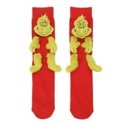 The Grinch 3D Plush Head Hands and Feet Mens Novelty Crew Socks