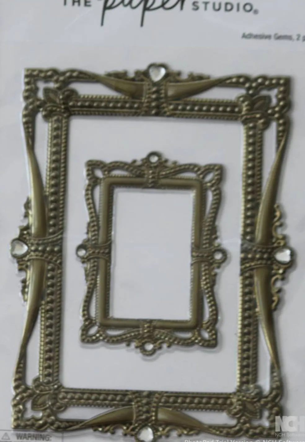 The Paper Studio Elegant Frames #2 Creamy Bronze Adhesive Gems Dimensional Stickers