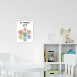 Therapy Decor “The Power of Yet” Wooden Wall Sign – Mental Health & Mindfulness Hanging Plaque – Motivational Classroom, Counseling Room, Office & Home Inspirational Wall Decor (15” x 11.4”)