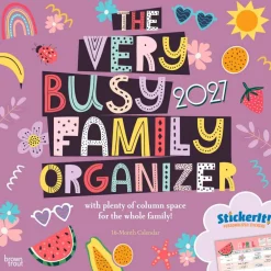 The Very Busy Family Organizer | 2027 12 x 24 Inch (Hanging) Monthly Square Wall Calendar | Matte Paper and Sticker Sheet | Plastic-Free