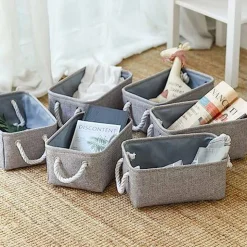 TheWarmHome Storage Bins for Shelves - 11.8x7.9x5.2 inch Grey Small Storage Baskets for Organizing, Fabric Storage Cubes Closet Organizer for Home Nursery Baby Toy Gift Laundry Organization Decorative (Gray)