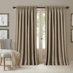 Threadmade All Seasons Blackout Window Curtain, Taupe - 52"W x 84"L
