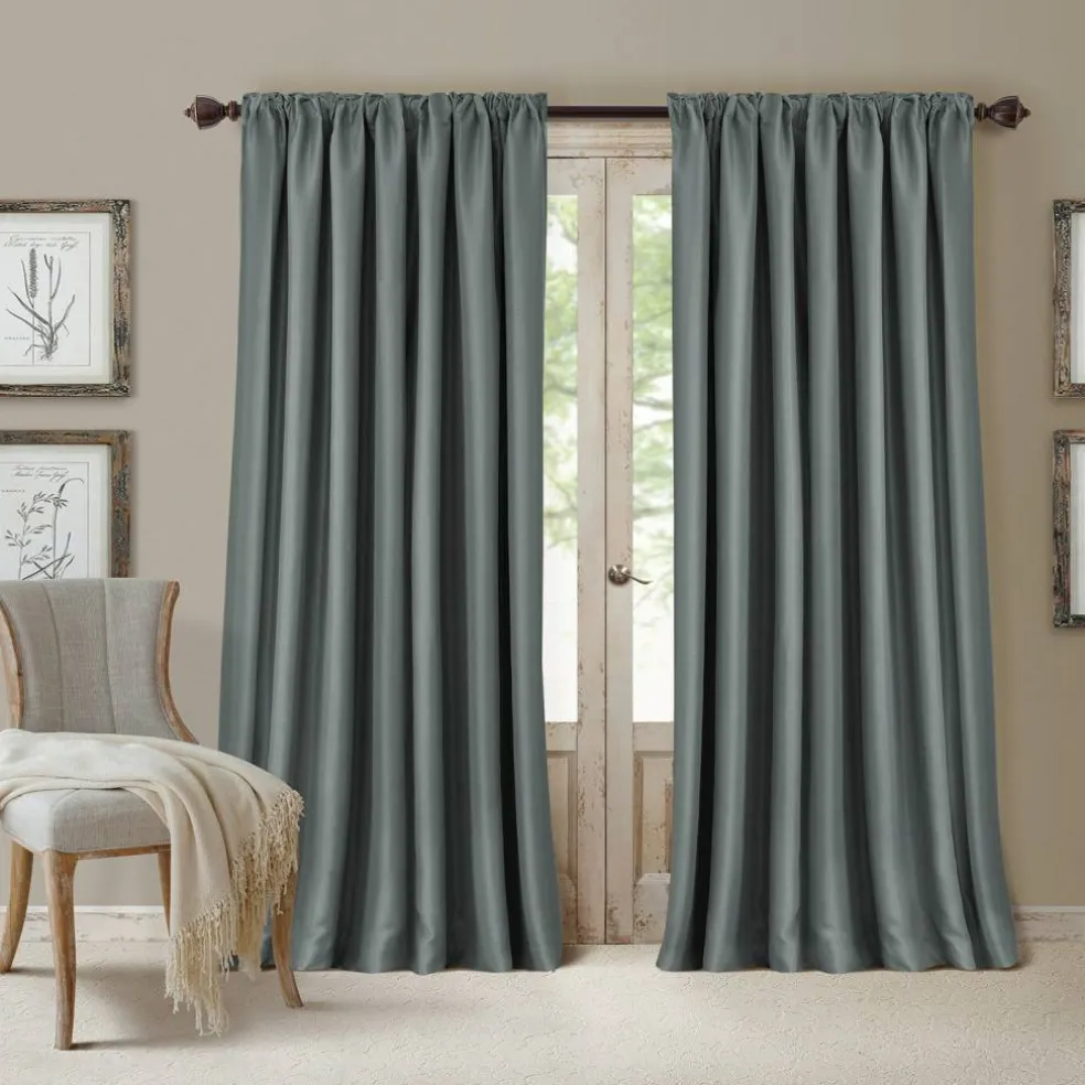Threadmade All Seasons Blackout Window Curtain, Taupe - 52"W x 84"L