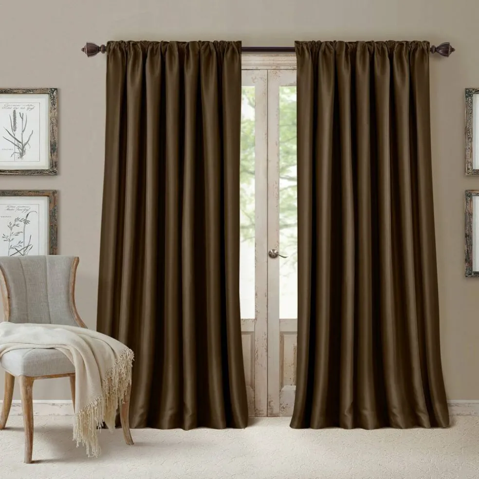 Threadmade All Seasons Blackout Window Curtain, Taupe - 52"W x 84"L