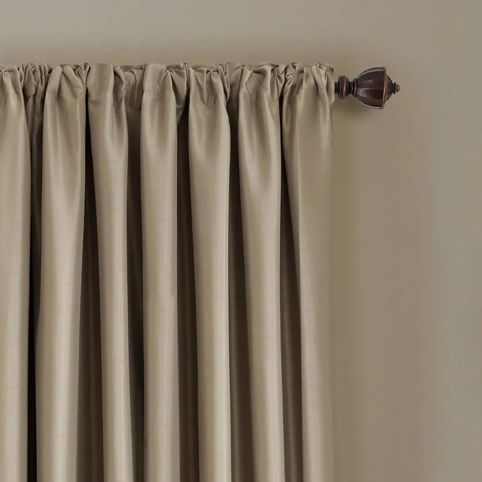 Threadmade All Seasons Blackout Window Curtain, Taupe - 52"W x 84"L