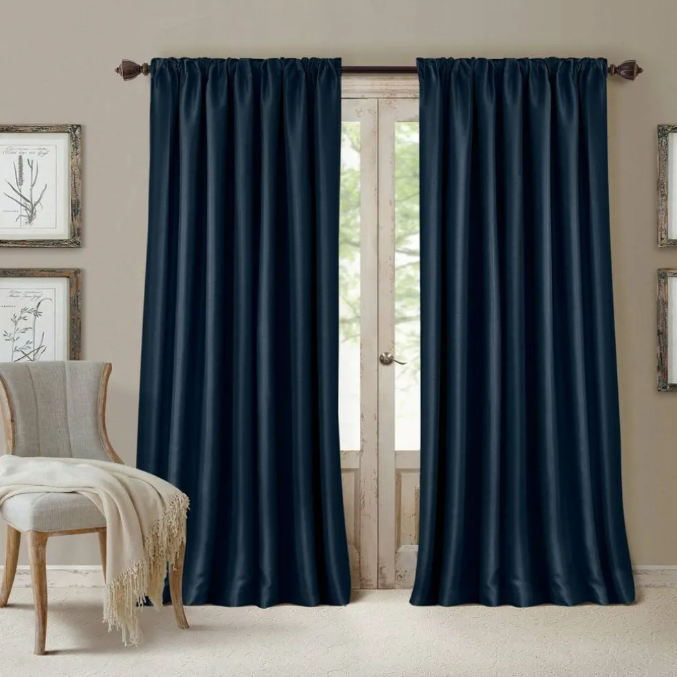 Threadmade All Seasons Blackout Window Curtain, Taupe - 52"W x 84"L