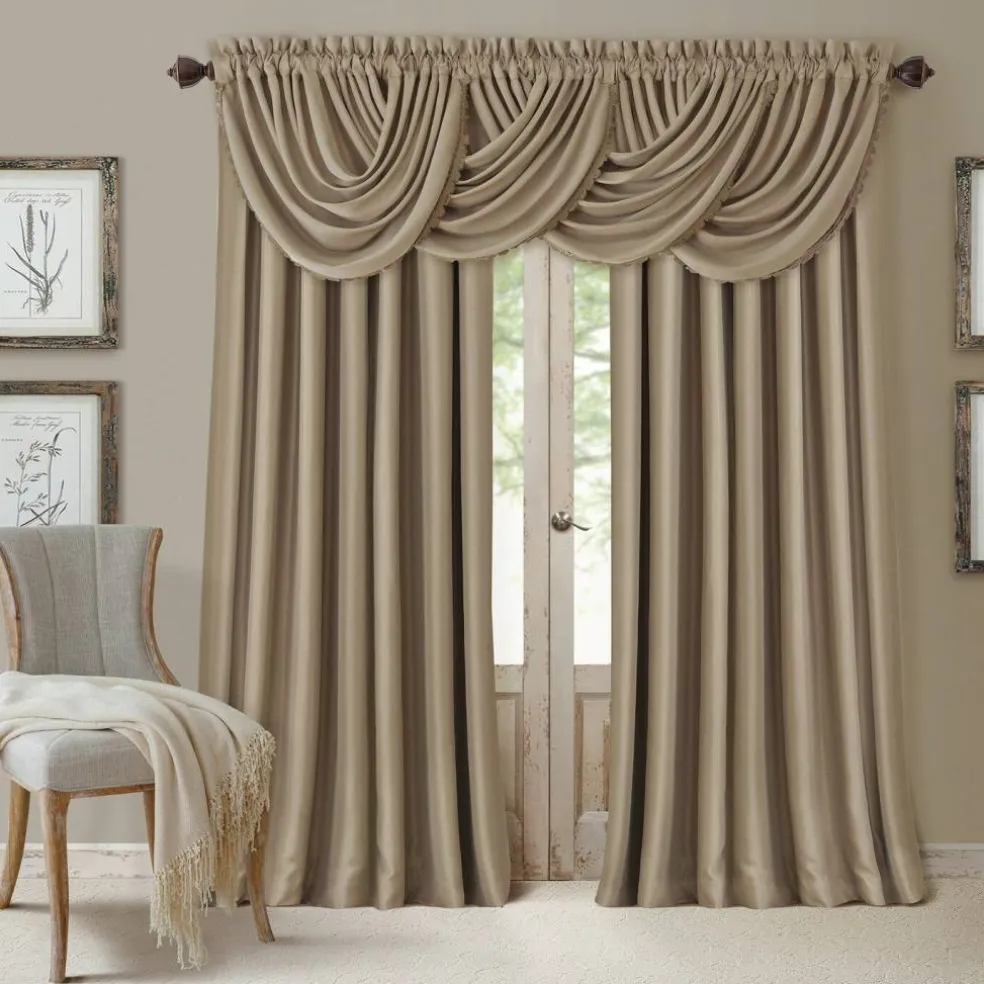 Threadmade All Seasons Blackout Window Curtain, Taupe - 52"W x 84"L