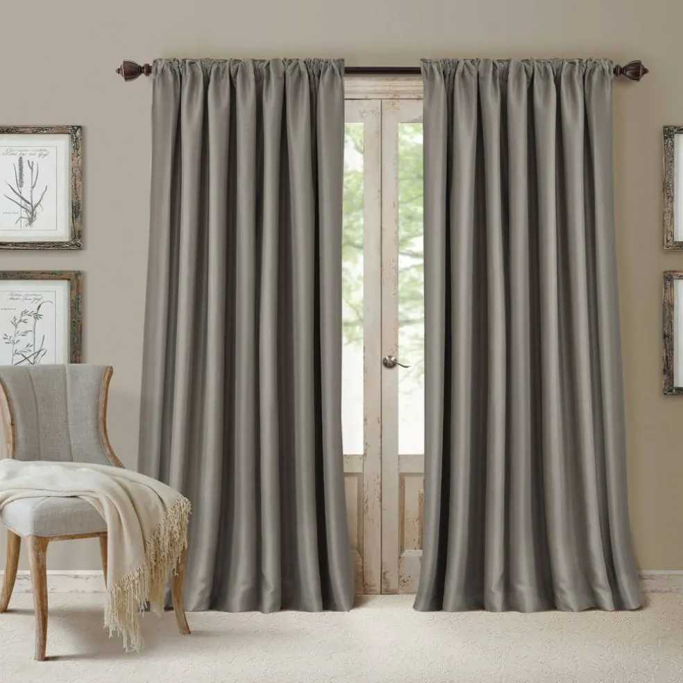 Threadmade All Seasons Blackout Window Curtain, Taupe - 52"W x 84"L