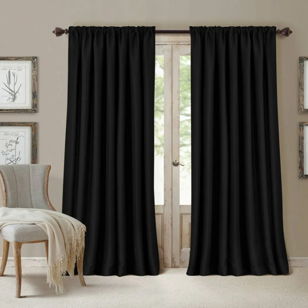 Threadmade All Seasons Blackout Window Curtain, Taupe - 52"W x 84"L