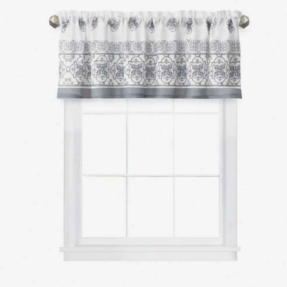 Threadmade Amani Tile Kitchen Valance, Ivory - 60"W x 15"L