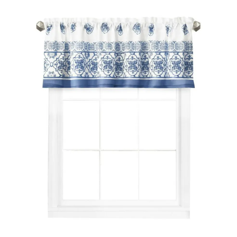 Threadmade Amani Tile Kitchen Valance, Ivory - 60"W x 15"L